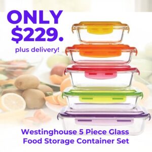 Westinghouse 5 Piece Glass Food Storage Container Set