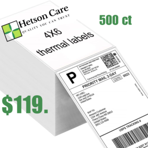 Hetson Care 4x6 Thermal Labels (Stack) — 500 Count