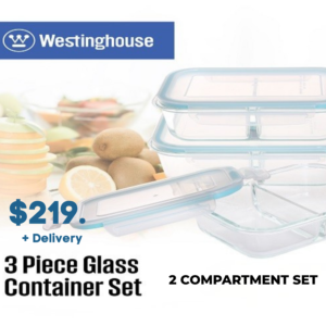 Westinghouse 3 Piece Glass Container Set — 2 Compartment