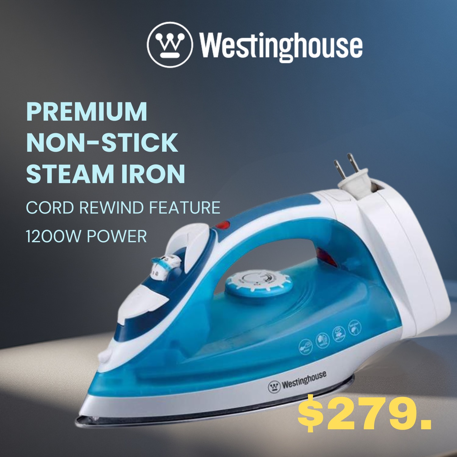 Westinghouse Premium Non-Stick Steam Iron — 1200W