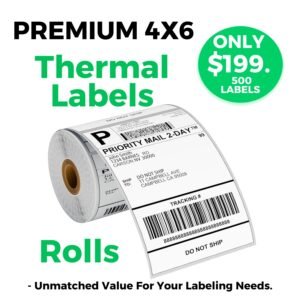 Hetson Care 4x6 Thermal Labels (Roll) — 500 Count